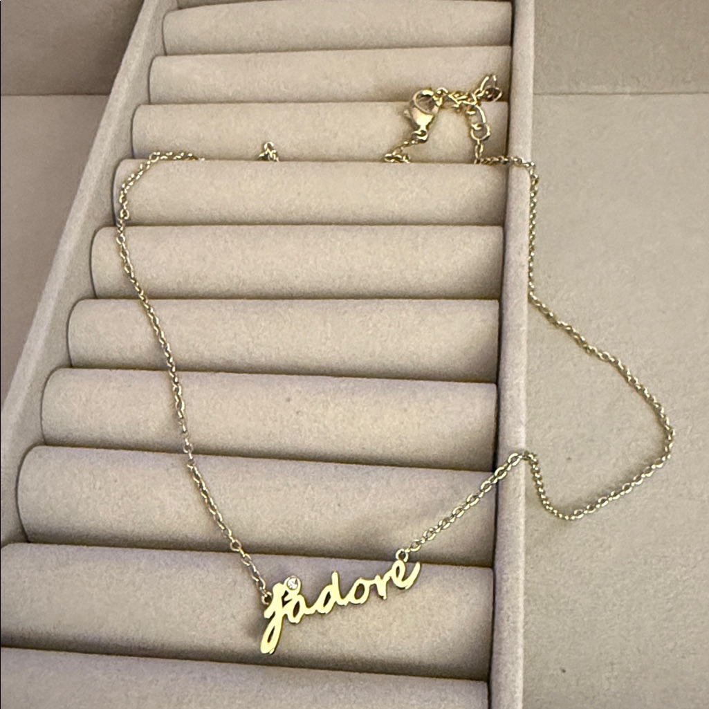 Ariella Collection 'Messages - J'adore' Script Pendant Necklace